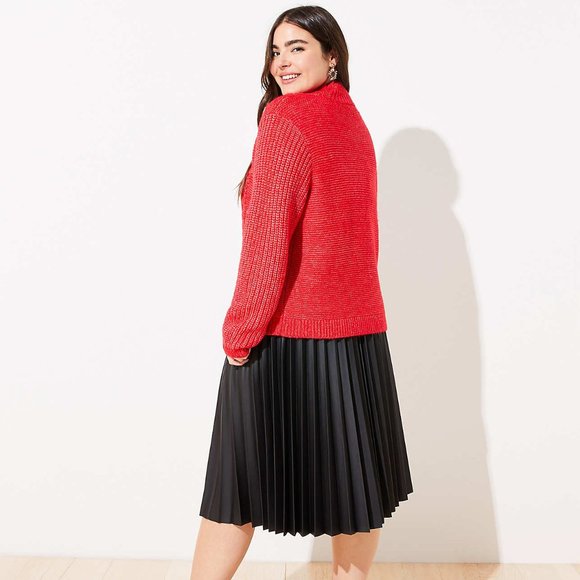 NWT Loft Plus Crimson Cable Soft Knit Cropped Turtleneck Sweater Women's 24/26 - Picture 7 of 12